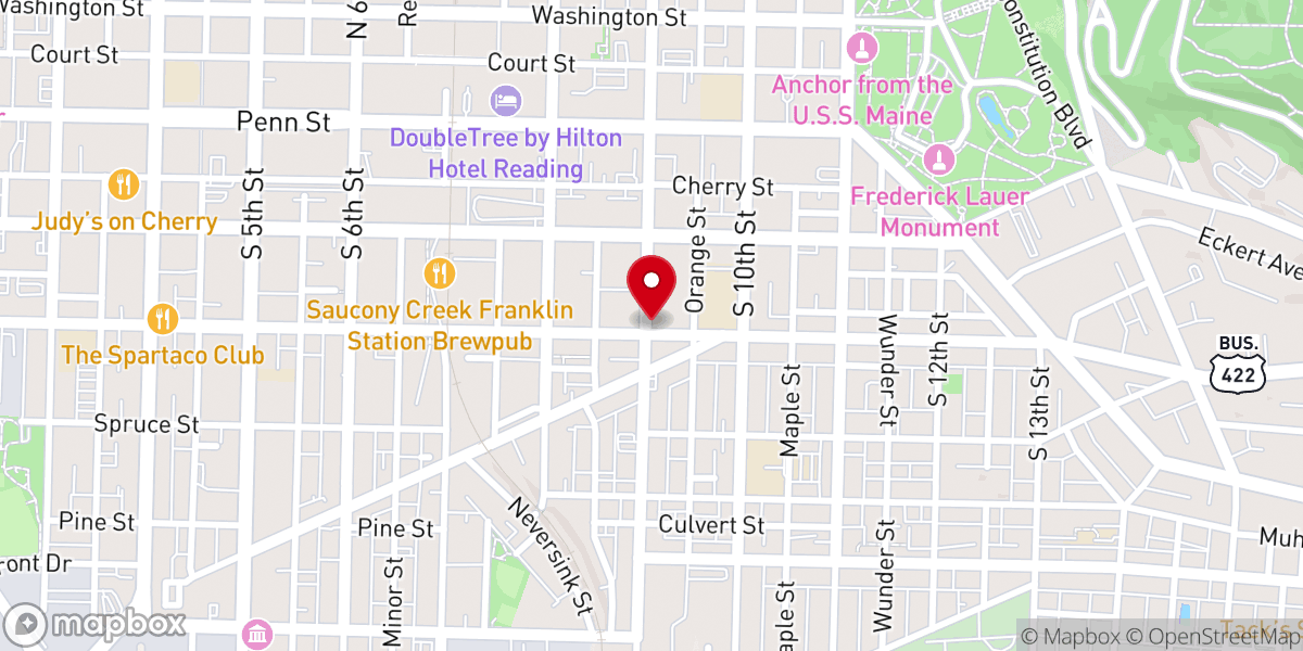 Map showing location of South 9th Street Mennonite Church