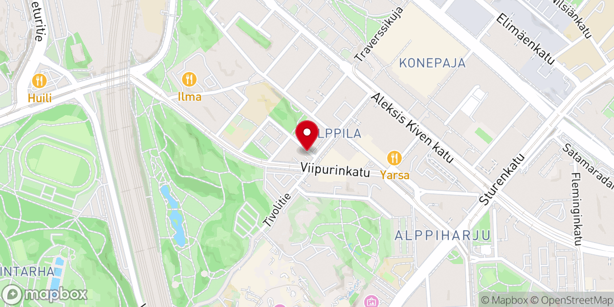 Map showing location of Alppilan kirkko