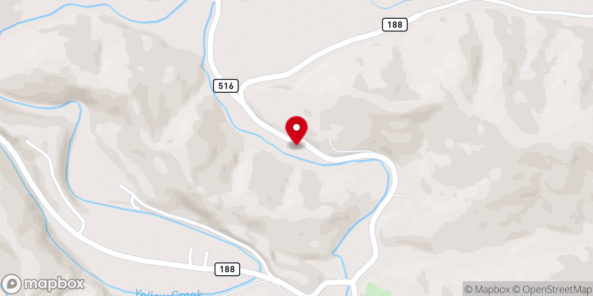 Map showing location of Cow Fork Church