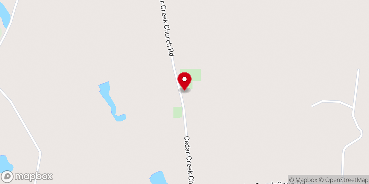 Map showing location of Cedar Creek Primitive Baptist Church