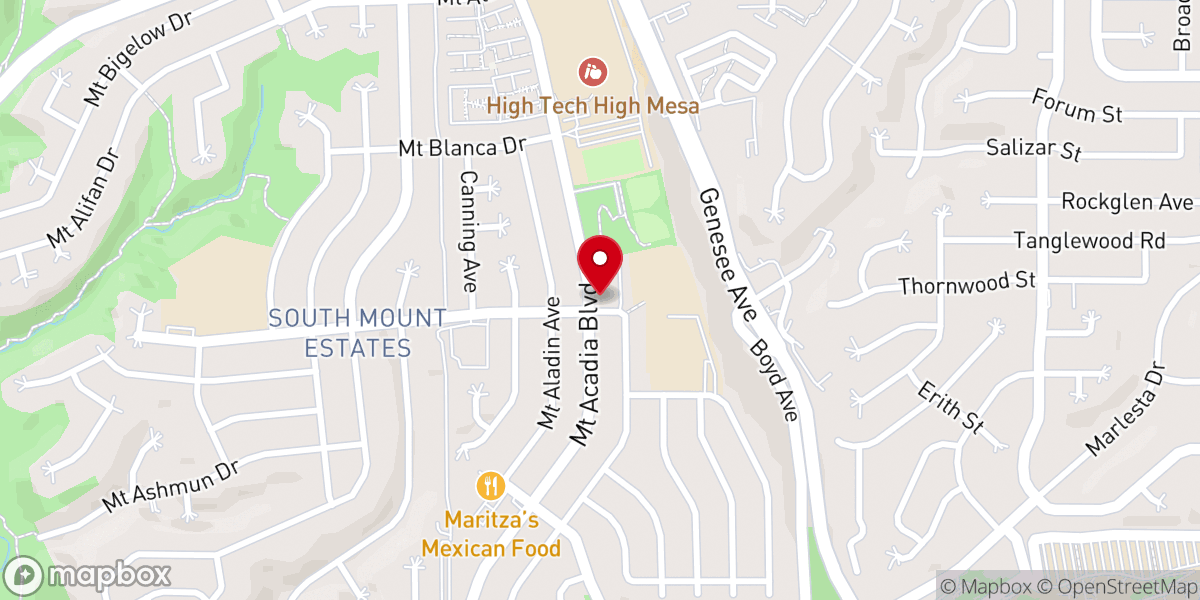 Map showing location of Assembly of God of San Diego at Clairemont