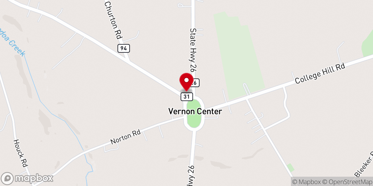 Map showing location of Vernon Center United Methodist Church