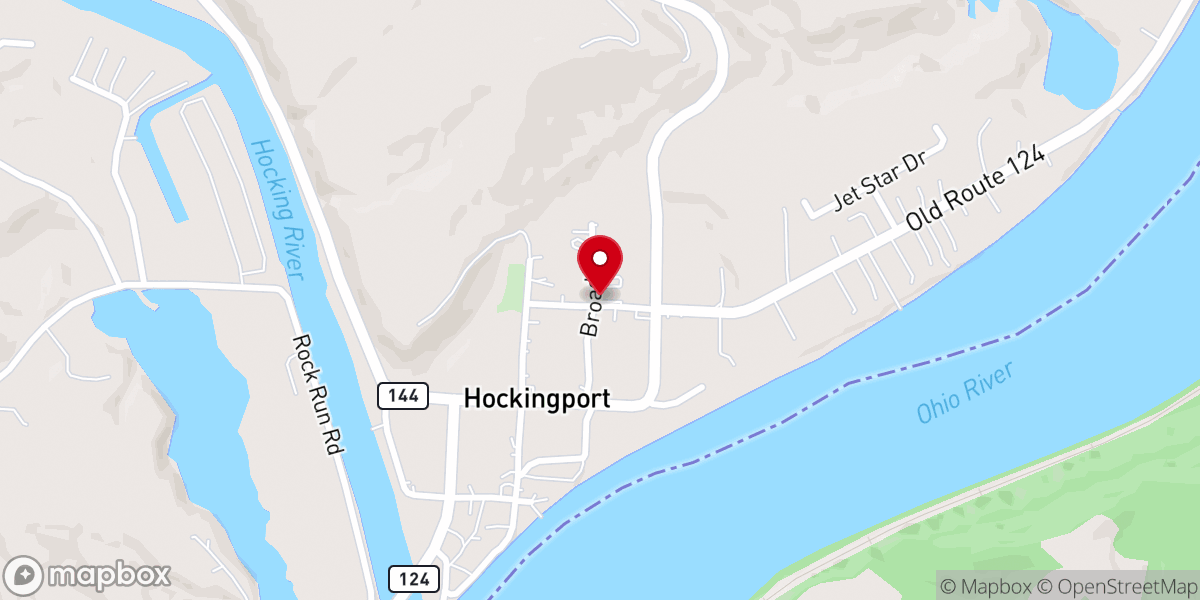 Map showing location of Hockingport Christian Center