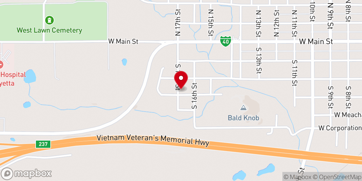 Map showing location of Evangelistic Center Church