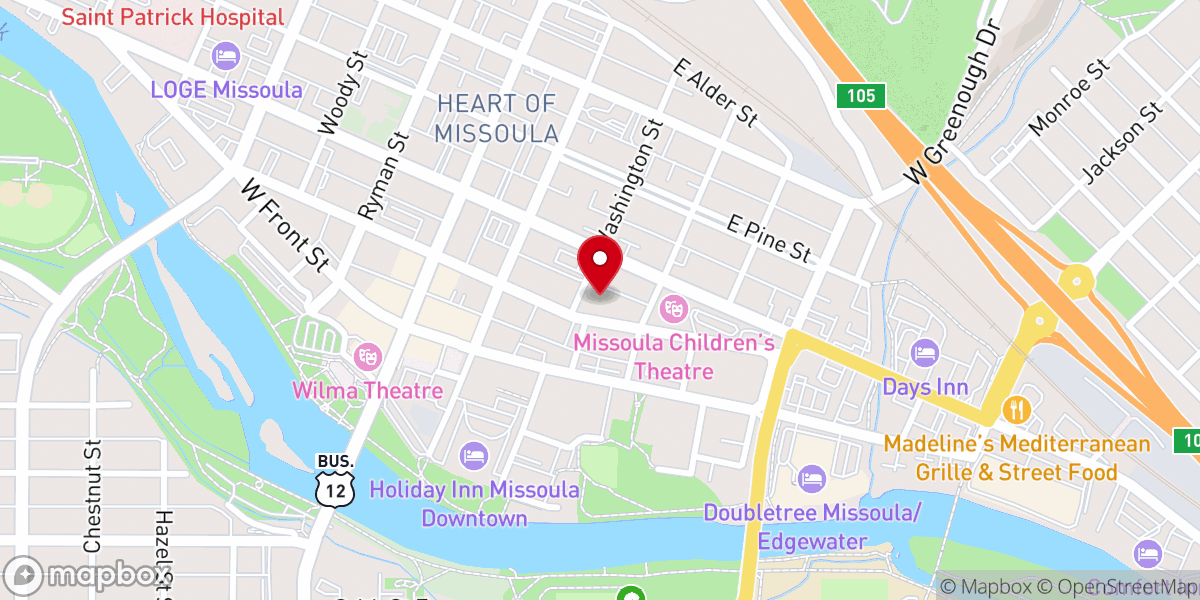 Map showing location of Missoula First United Methodist Church
