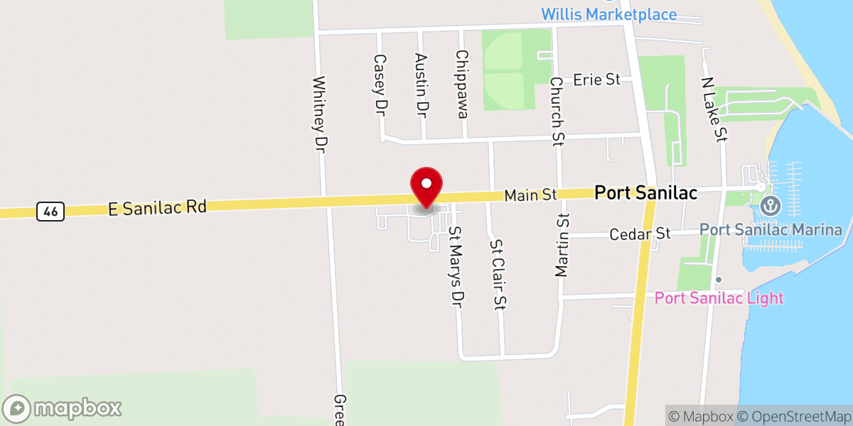 Map showing location of St. Mary's Catholic Center- Ave Maria Parish