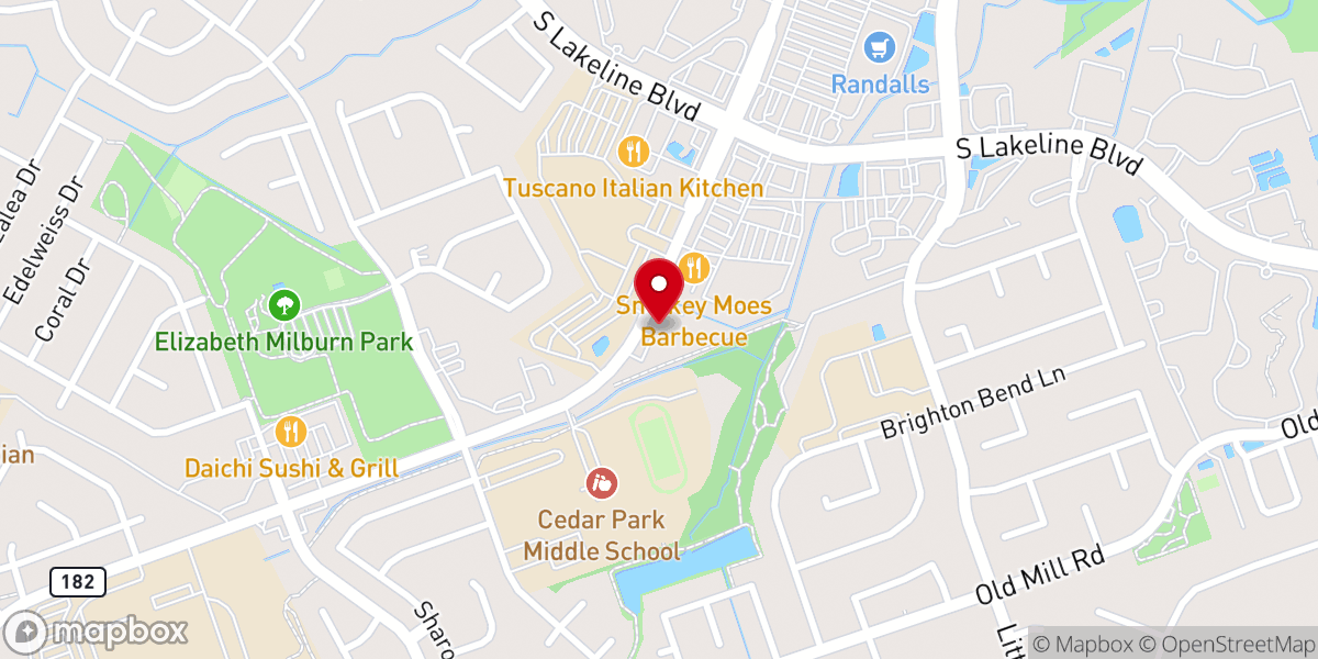 Map showing location of Cedar Park Korean Baptist Church in Austin