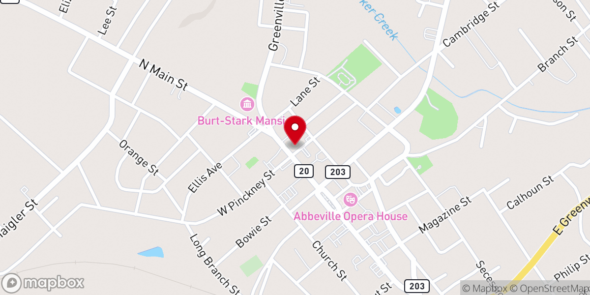 Map showing location of Main Street Methodist Church Abbeville