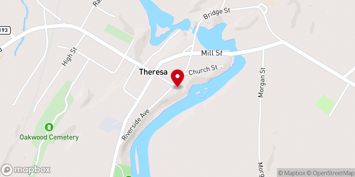 Map showing location of Theresa Presbyterian Church