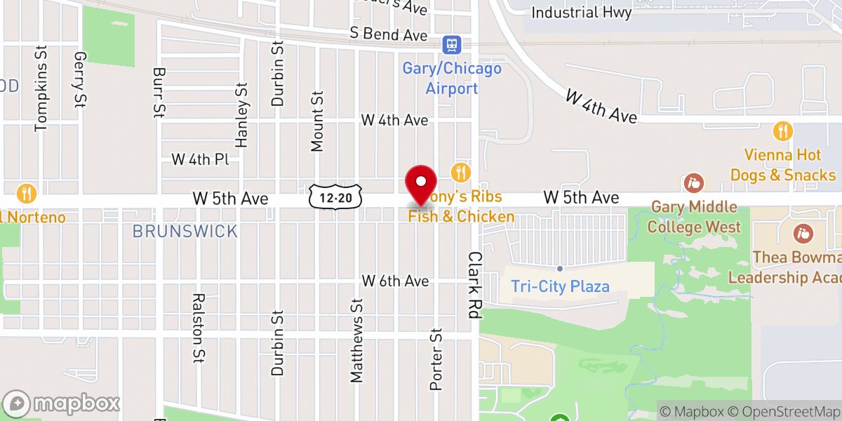 Map showing location of New Mount Sinai Baptist Church