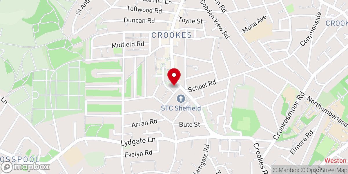 Map showing location of Wesley Hall