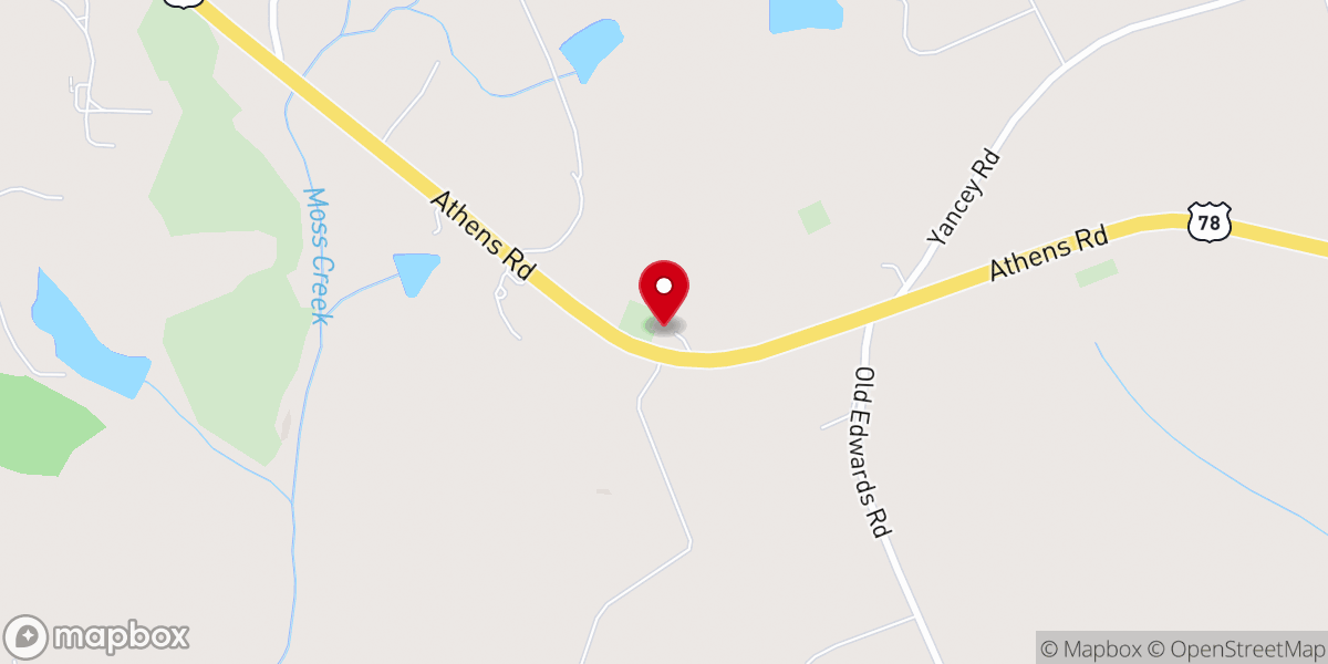 Map showing location of Cherokee Corner Church