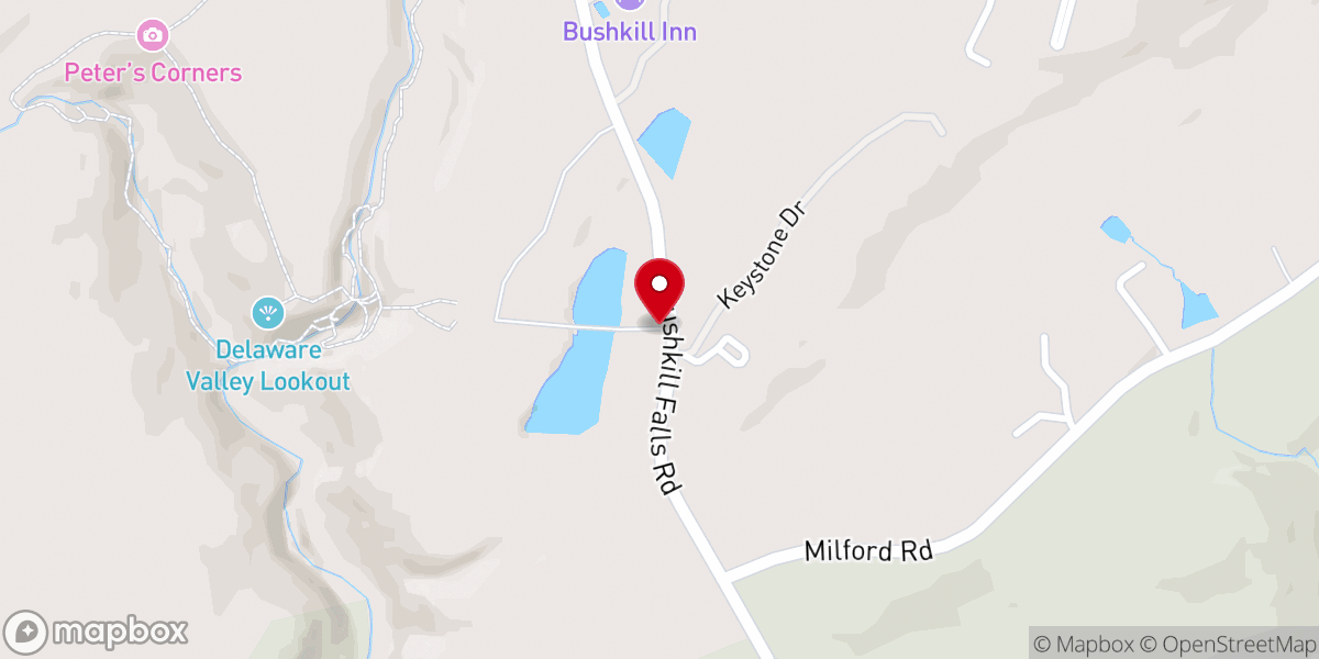 Map showing location of Bushkill Falls