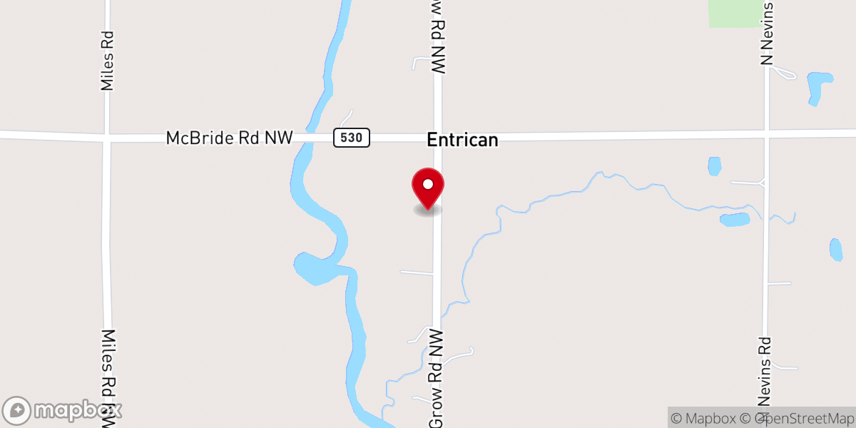Map showing location of Entrican Bible Church