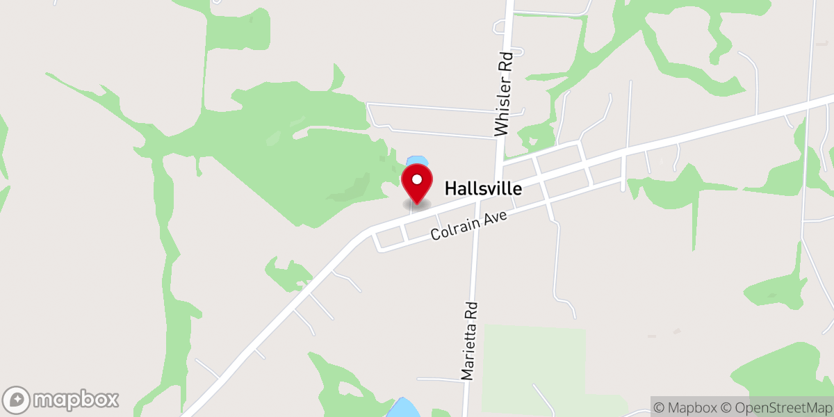 Map showing location of Hallsville Mennonite Church