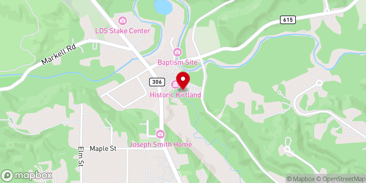 Map showing location of Historic Kirtland Visitors' Center