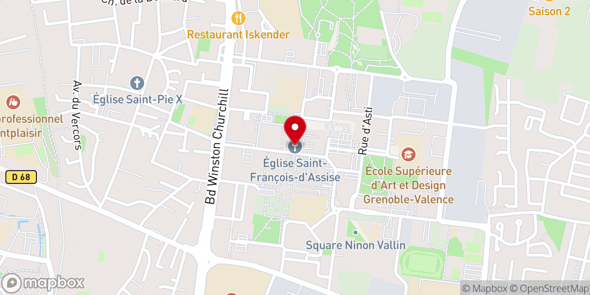 Map showing location of Eglise saint François