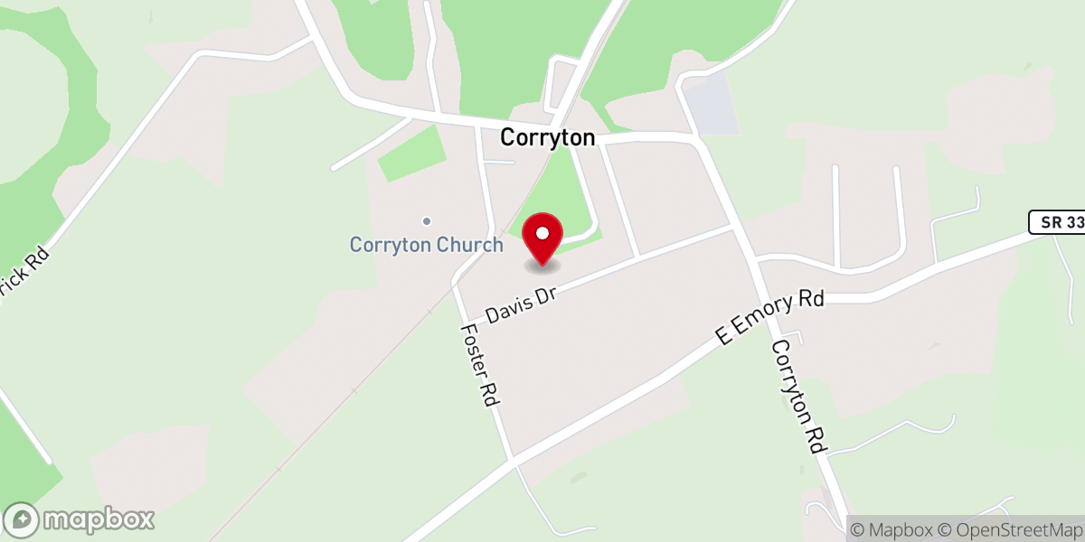 Map showing location of Corryton Community Building