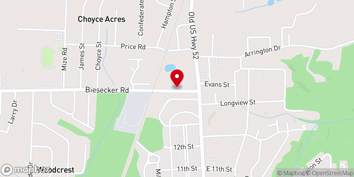 Map showing location of Christian Life Free Will Baptist Church