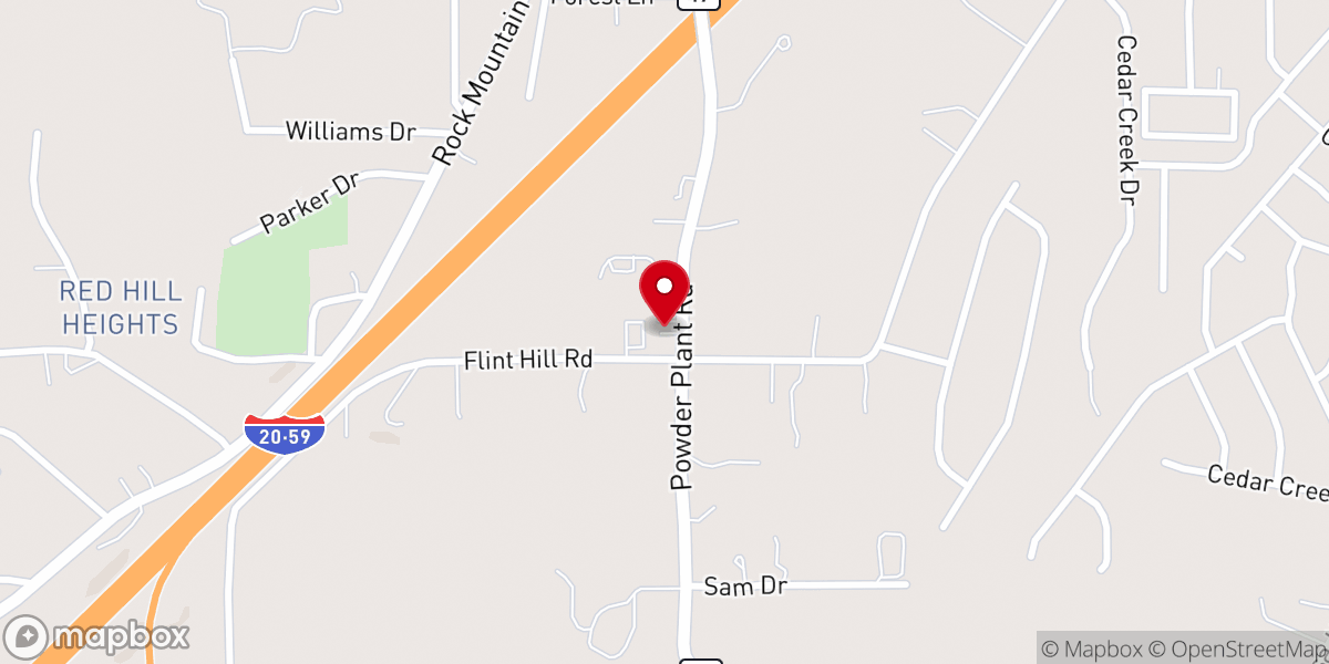 Map showing location of Flint Hill Baptist Church