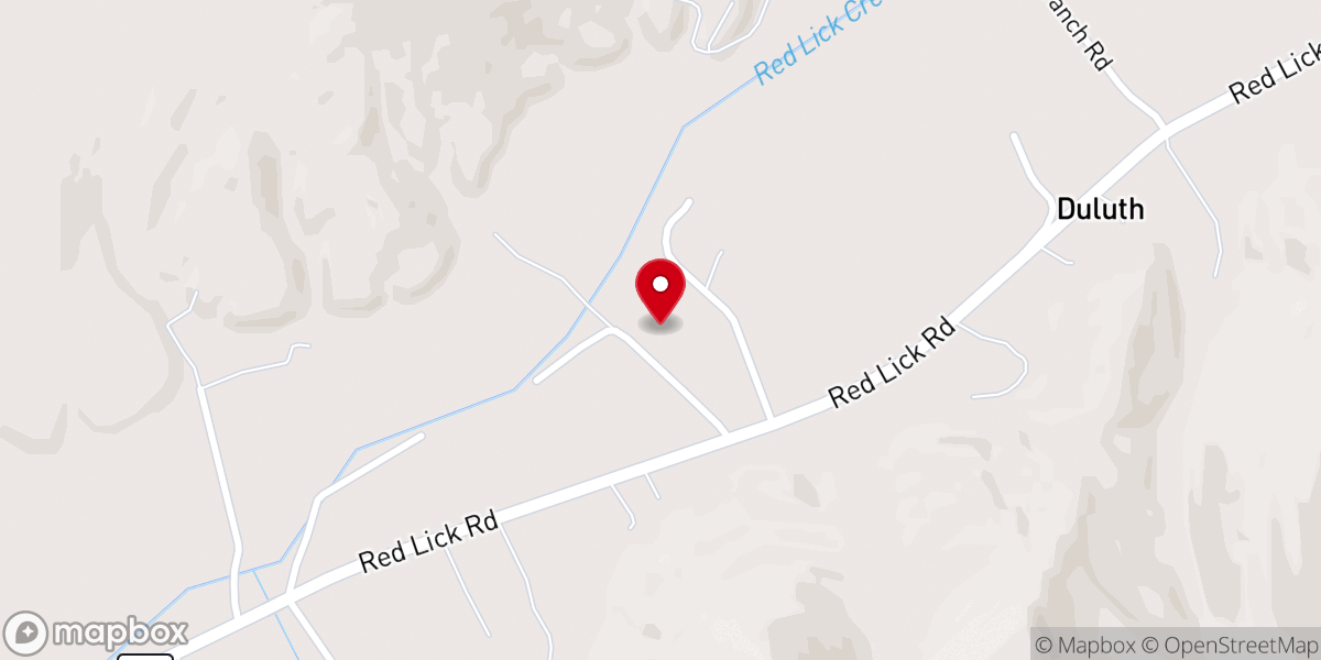 Map showing location of Red Lick Baptist Church
