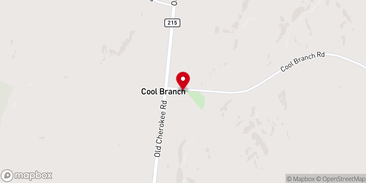 Map showing location of Cool Branch Baptist Church