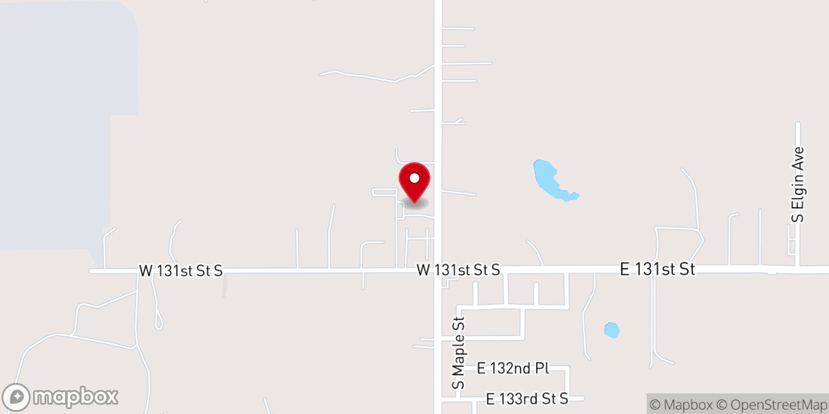 Map showing location of Glenpool Church of Christ