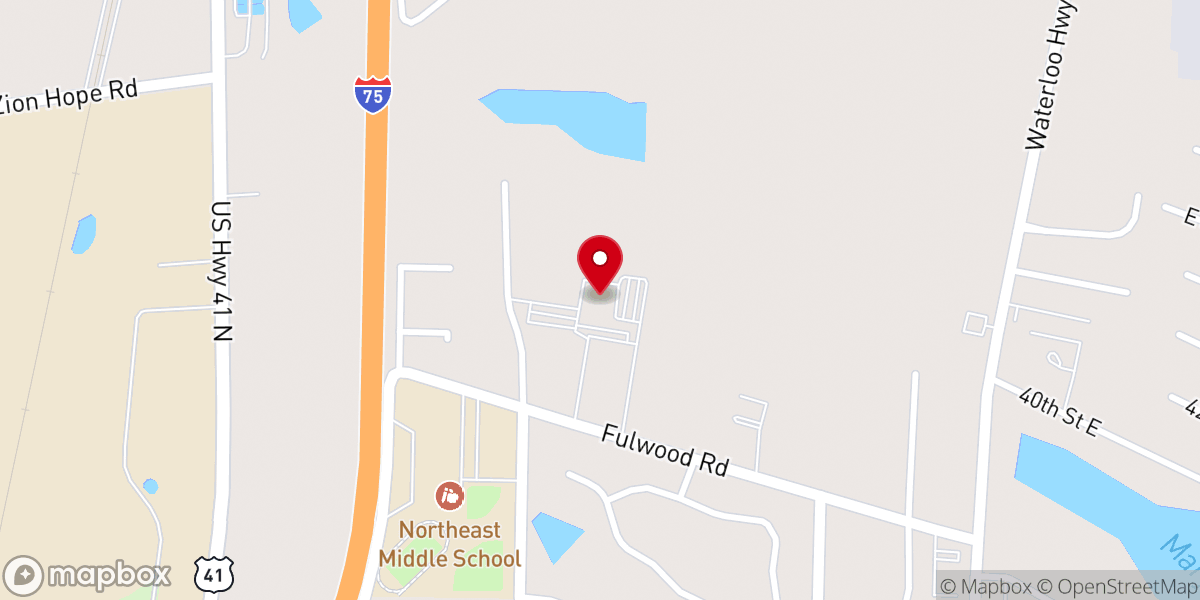 Map showing location of Northside Baptist Church