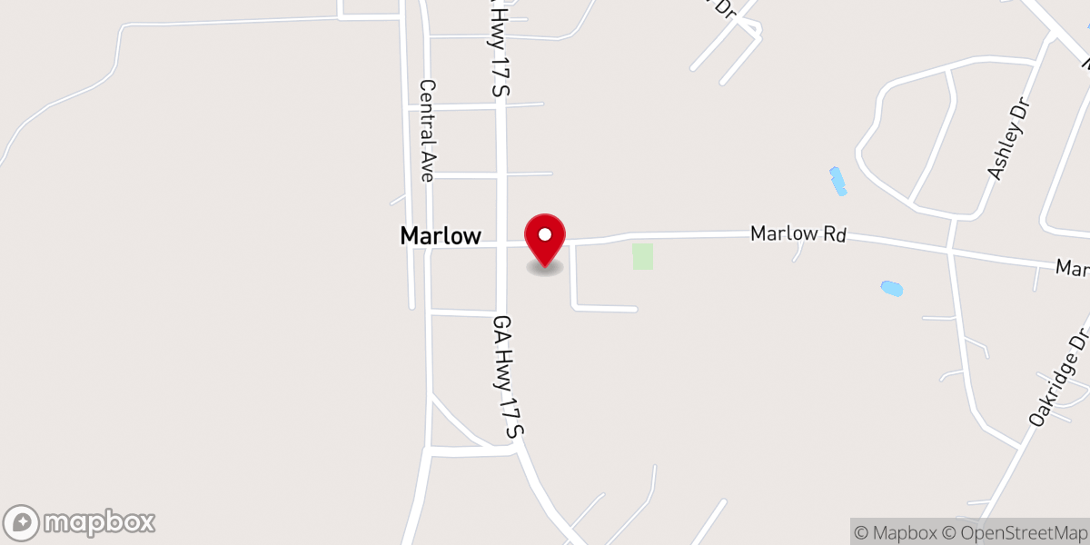 Map showing location of Marlow Global Methodist Church