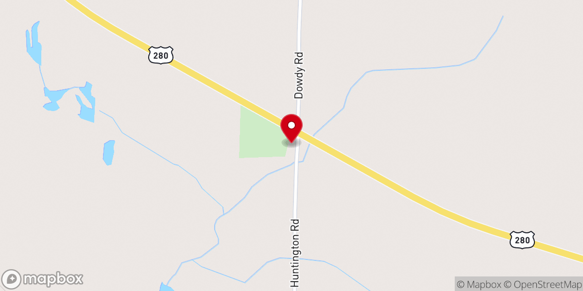 Map showing location of Pleasant Grove Church
