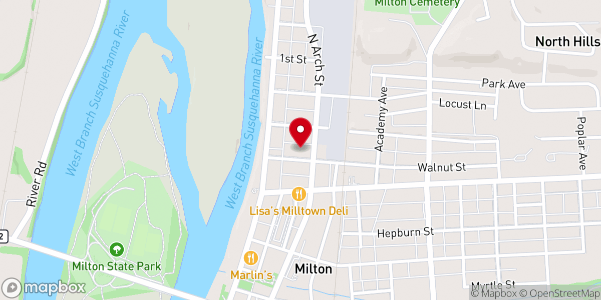 Map showing location of First Presbyterian Church