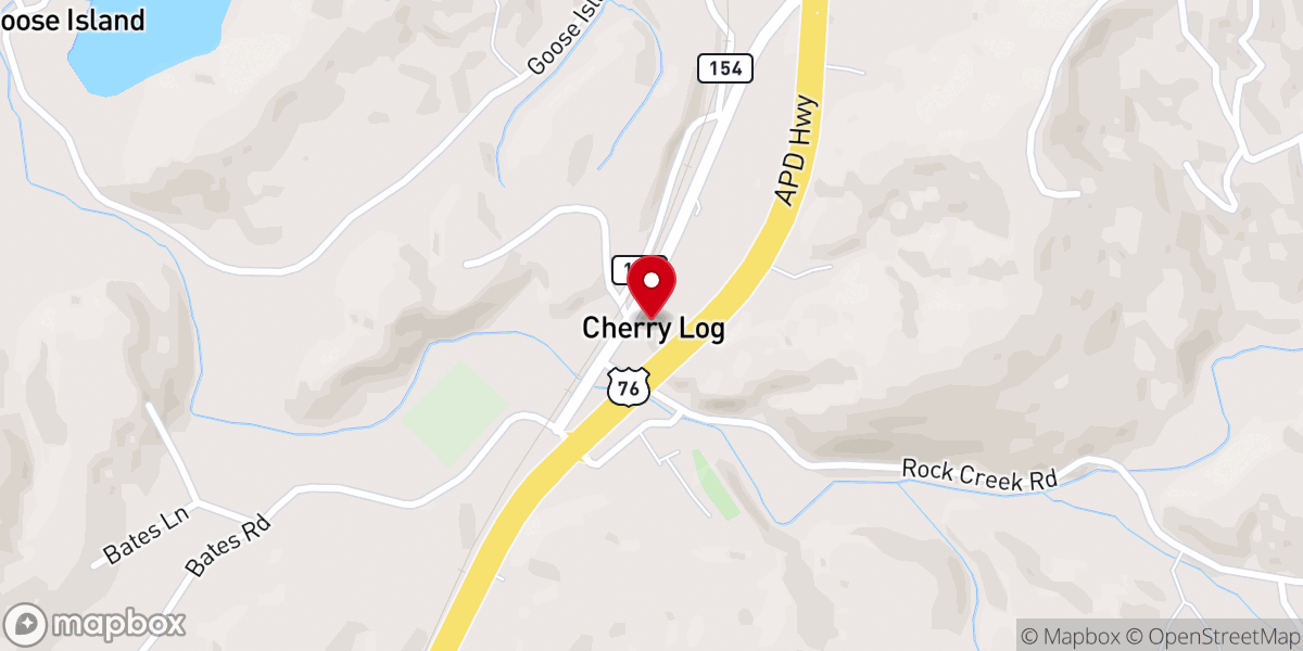 Map showing location of Cherry Log Christian Church