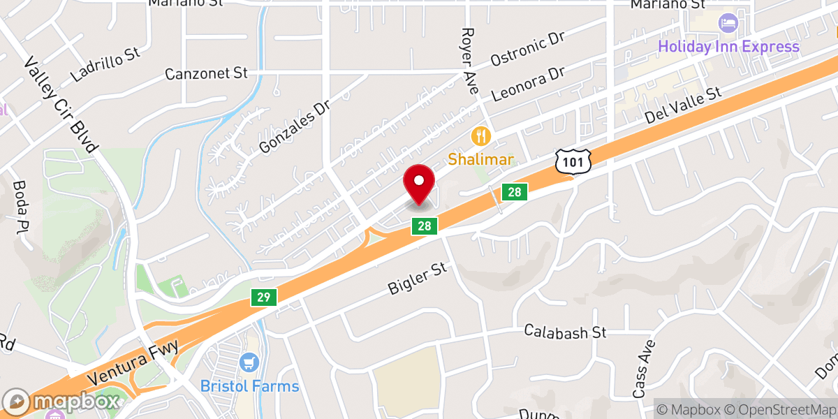 Map showing location of Lucky Strike Woodland Hills