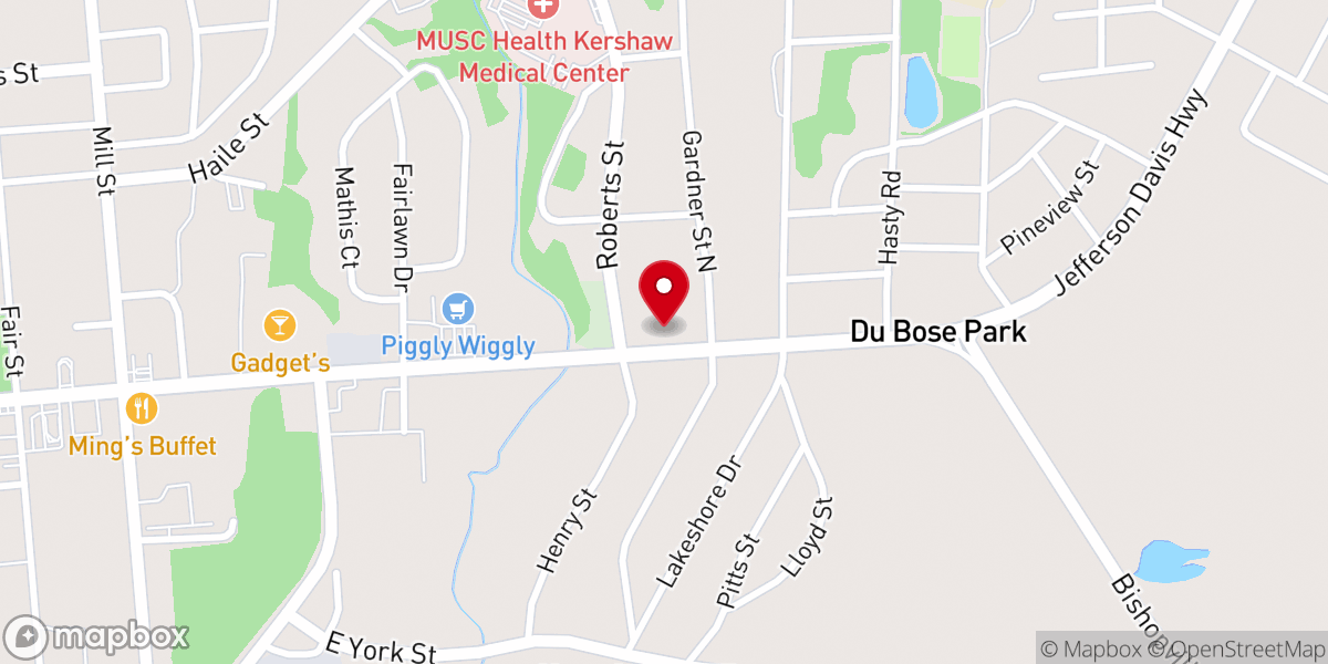 Map showing location of Kershaw Baptist Association
