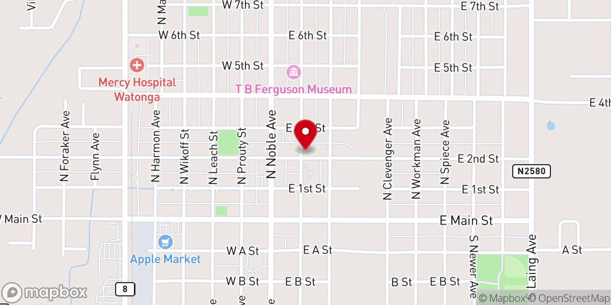Map showing location of Ferguson Chapel