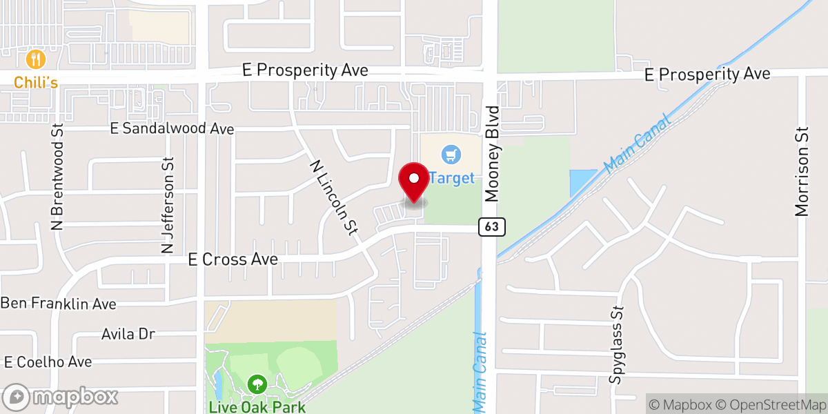 Map showing location of Tulare Evangelical Free Church