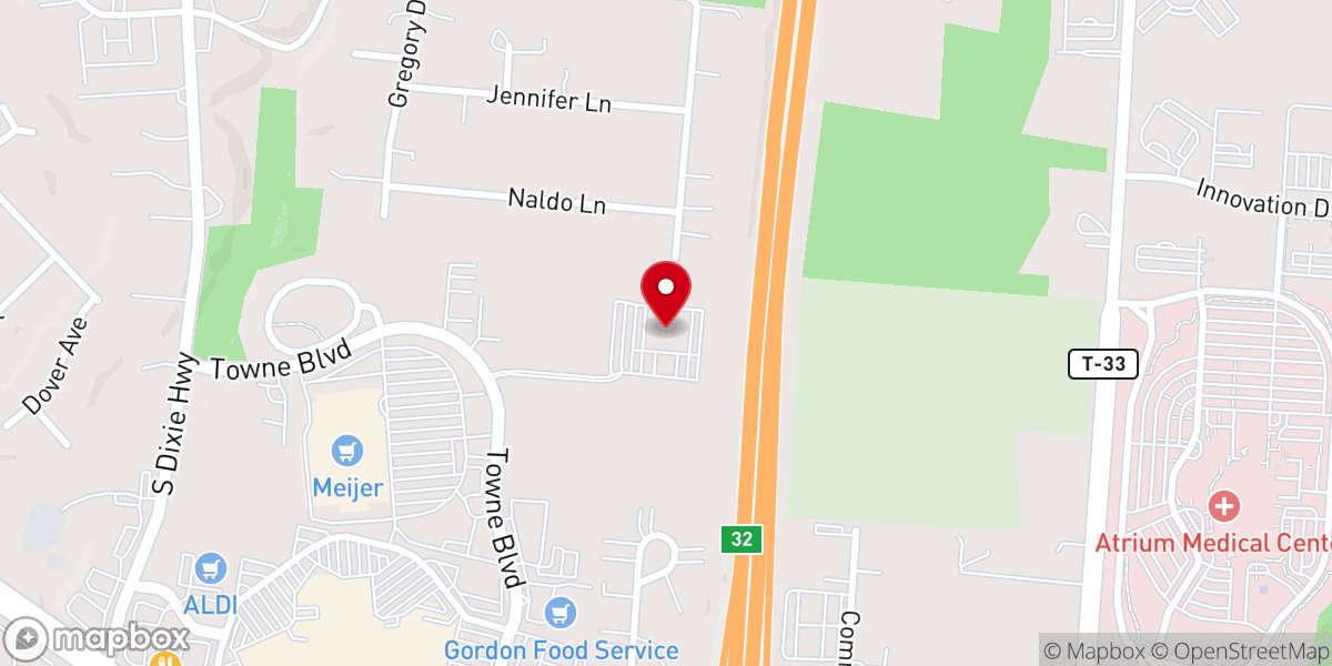Map showing location of Towne Church