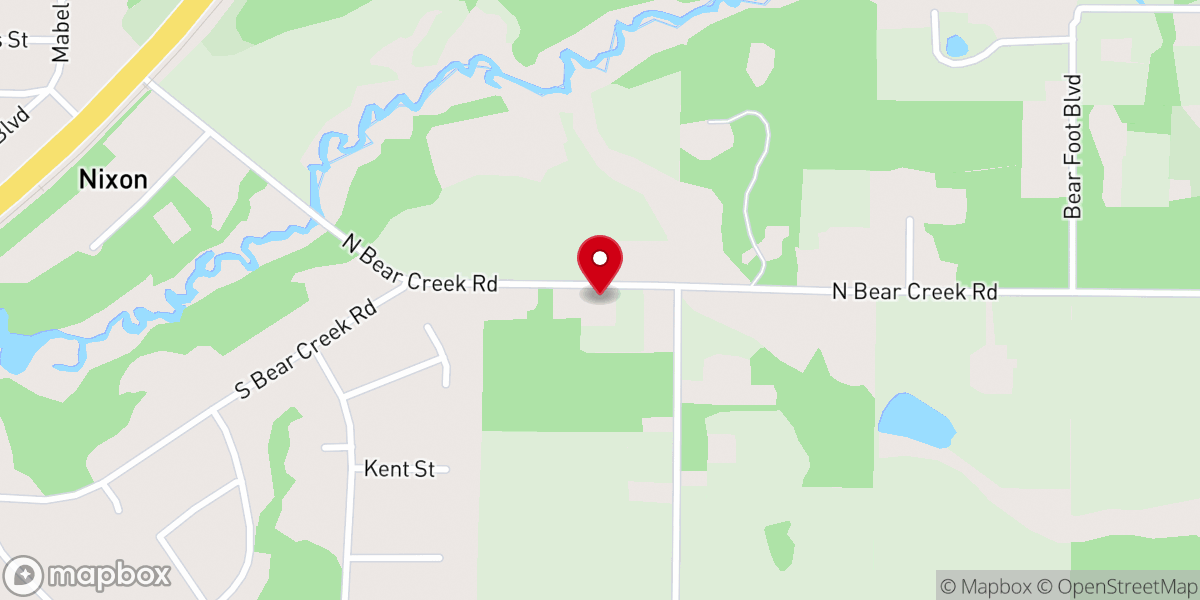 Map showing location of Bear Creek Assembly of God Church