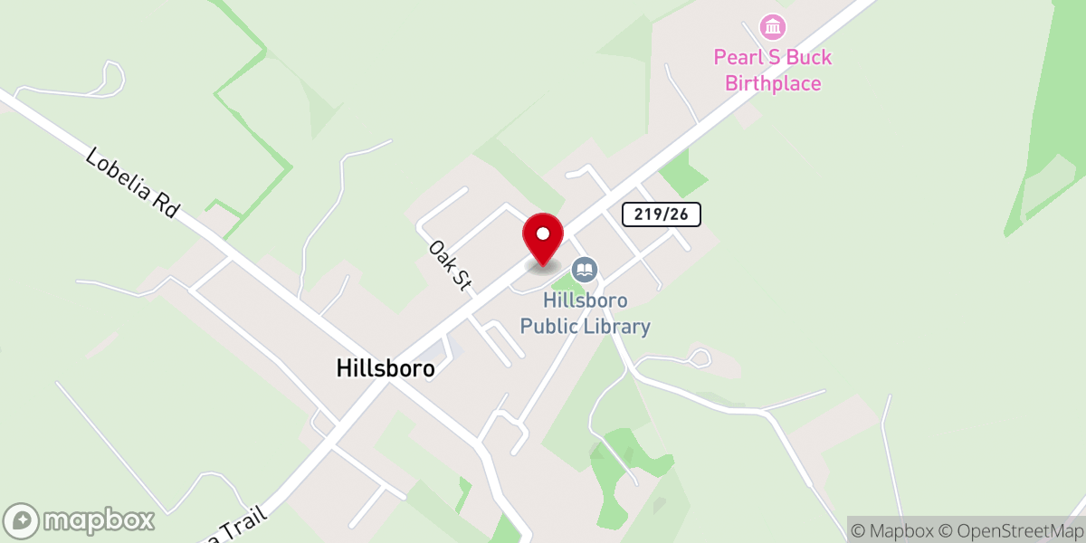 Map showing location of Hillsboro Elementary School