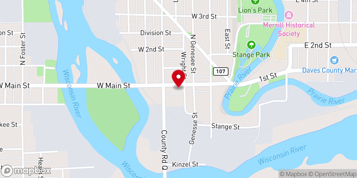 Map showing location of Trinity Merrill Lutheran School
