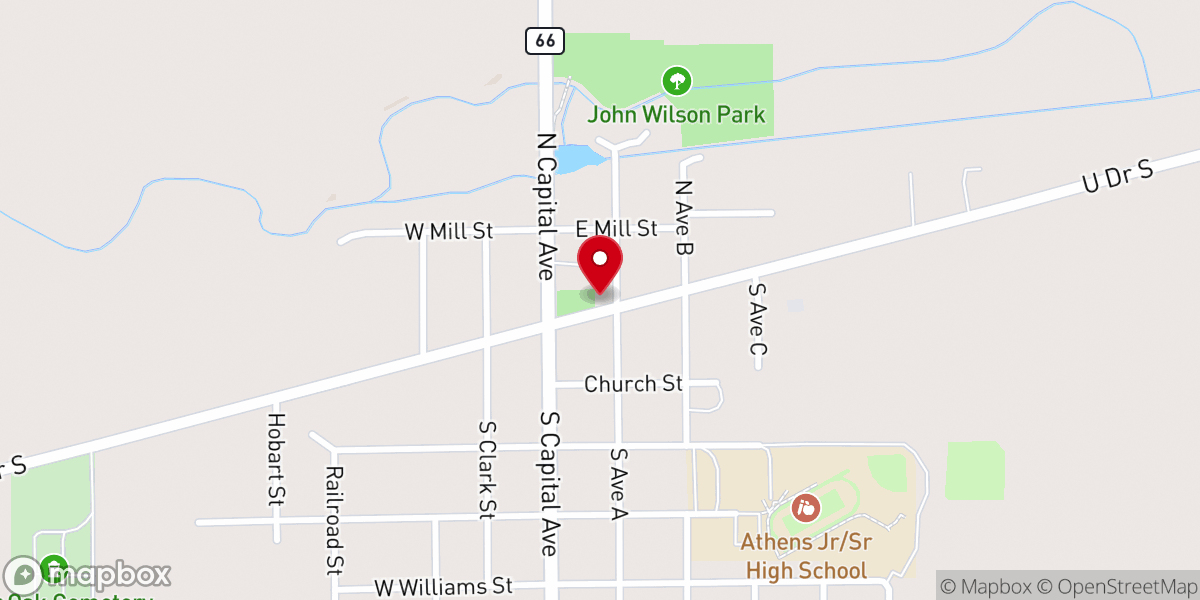 Map showing location of Village of Athens