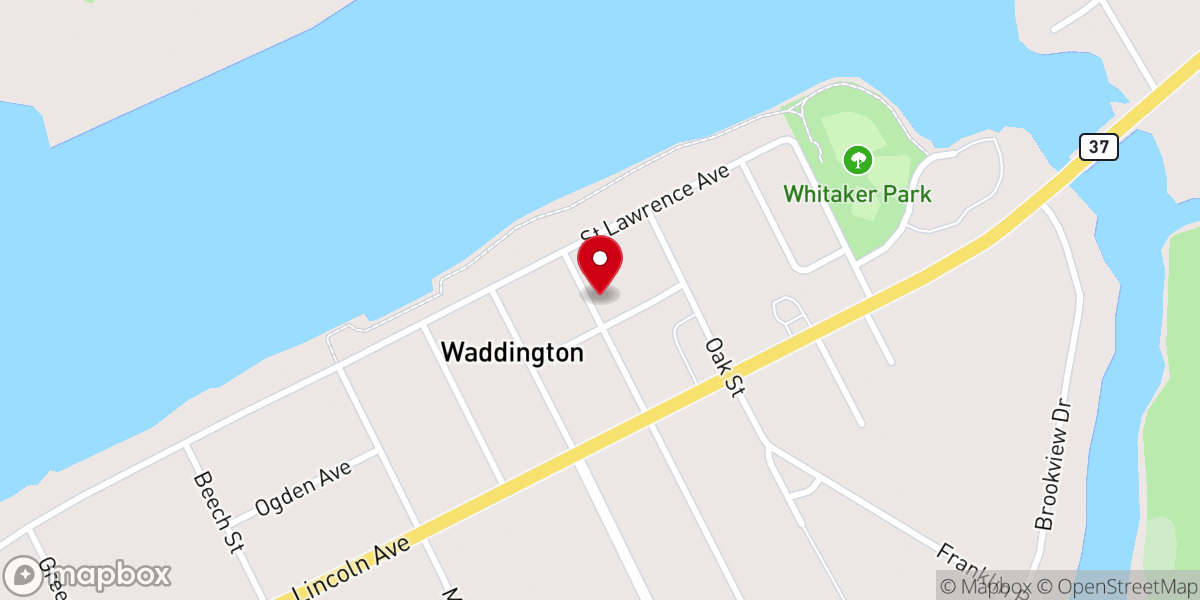 Map showing location of Waddington First Presbyterian Church