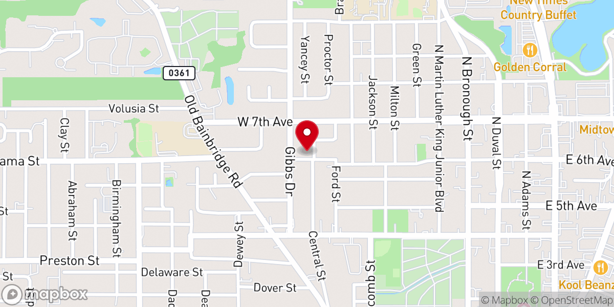 Map showing location of Tallahassee Church of God