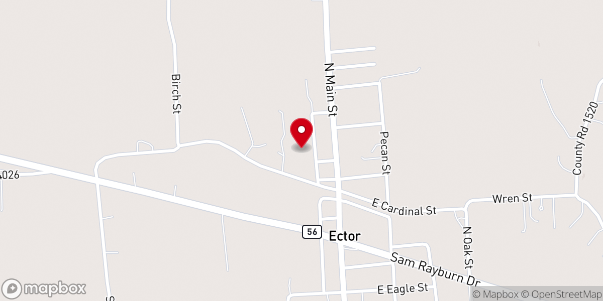Map showing location of Ector United Methodist Church