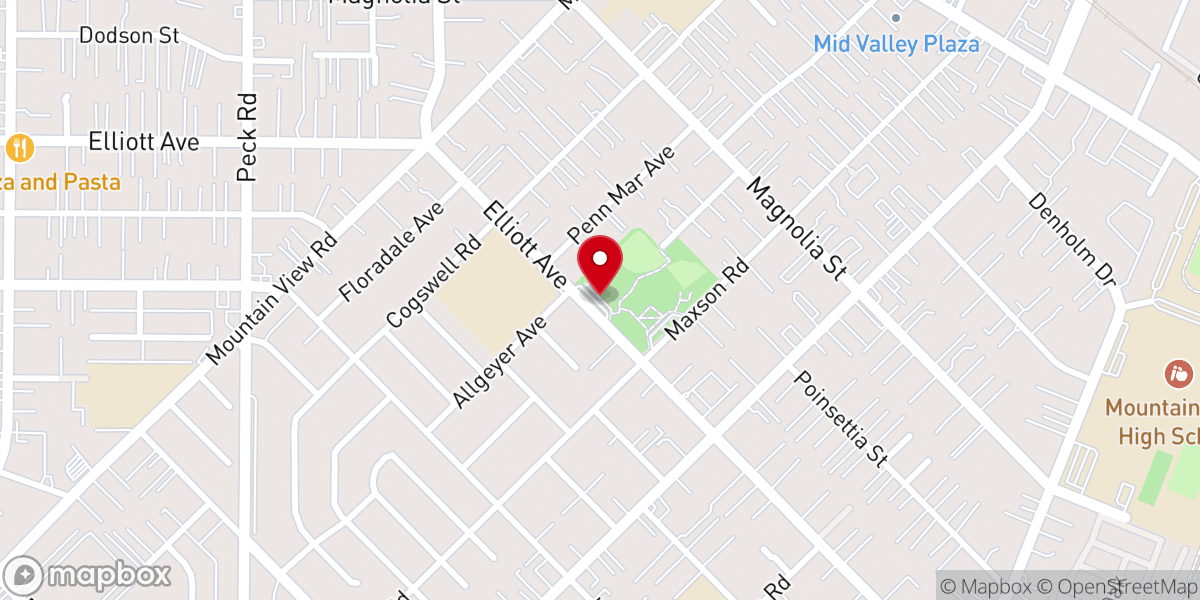 Map showing location of Mountain View Park