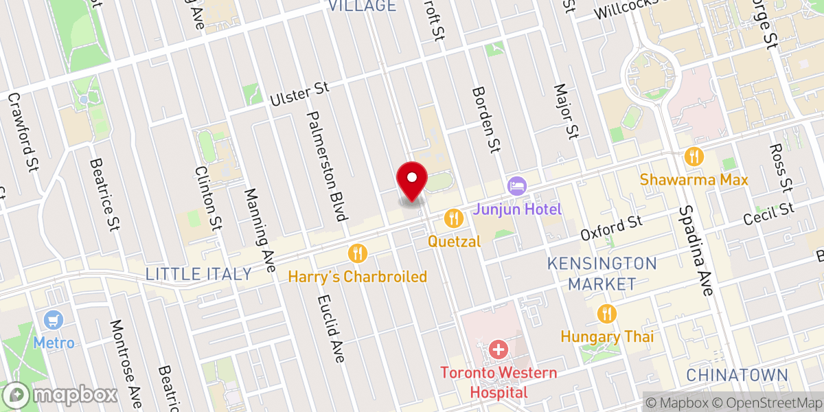 Map showing location of College Street United Church