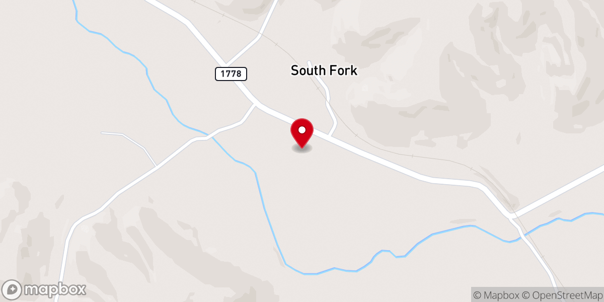 Map showing location of South Fork Baptist Church Inc