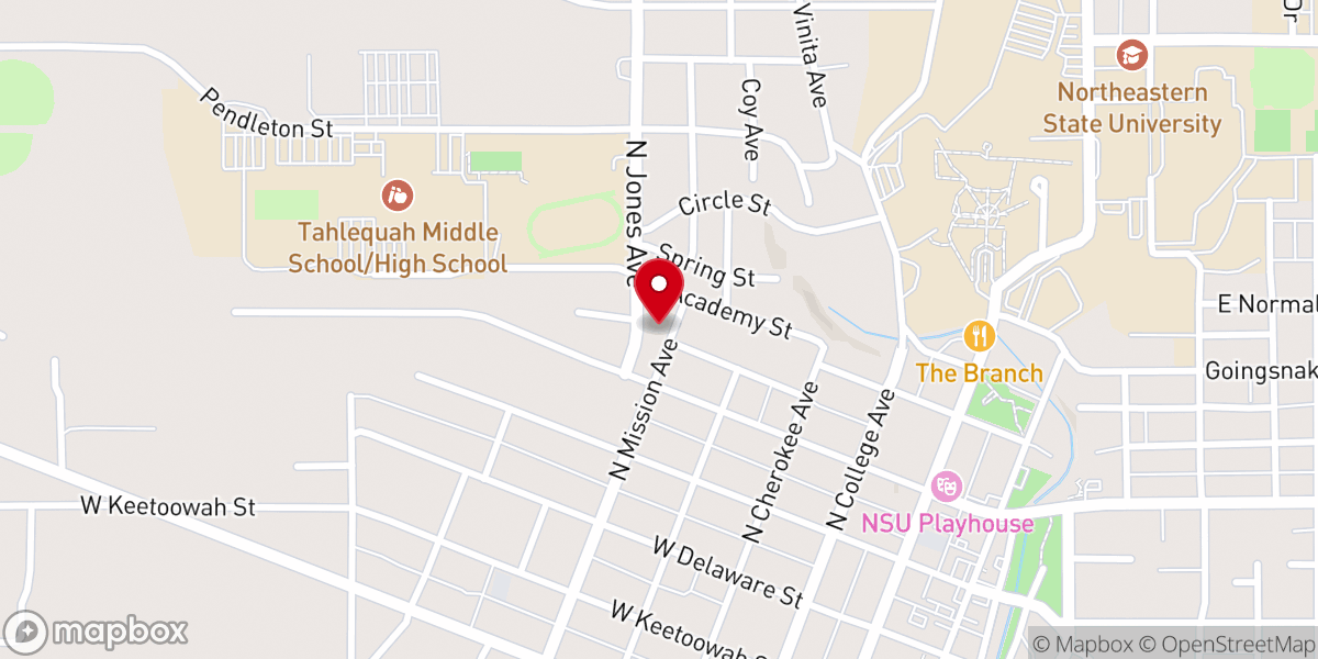 Map showing location of Cherokee Home Mission