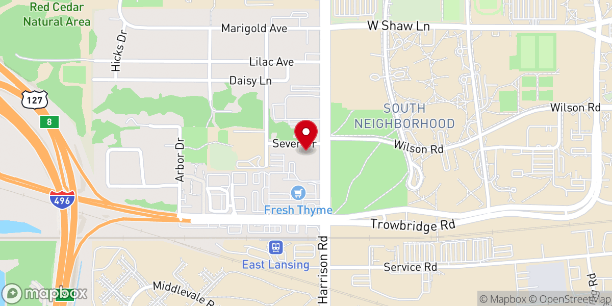 Map showing location of International Student Ministry- Lansing Area