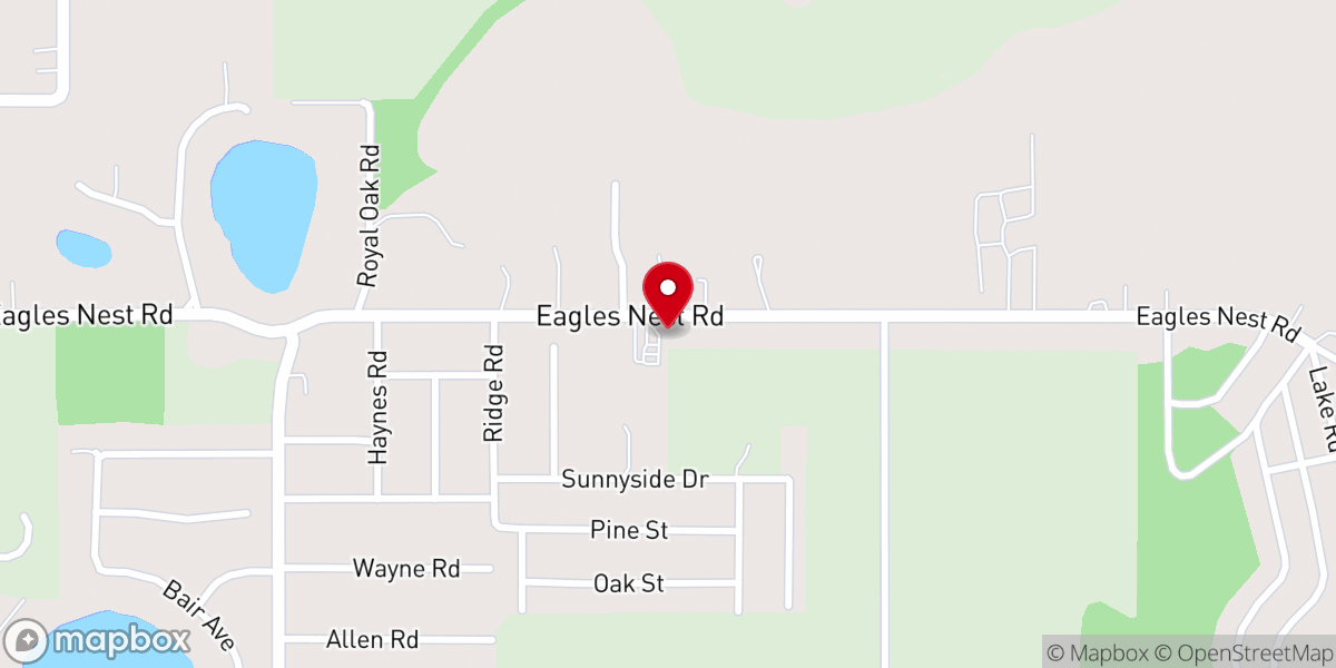 Map showing location of Eagle Nest Baptist Church
